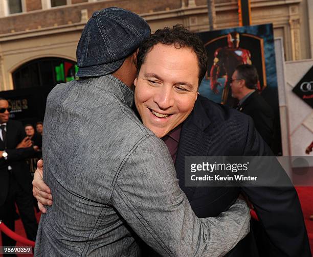 Actor Samuel L. Jackson and director/executive producer Jon Favreau arrive at the world premiere of Paramount Pictures and Marvel Entertainment's...