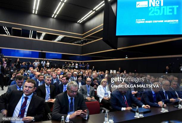 Gazprom's shareholders attend the annual general shareholders meeting at the Expoforum Convention Center in Saint Petersburg on 29 June 2018.