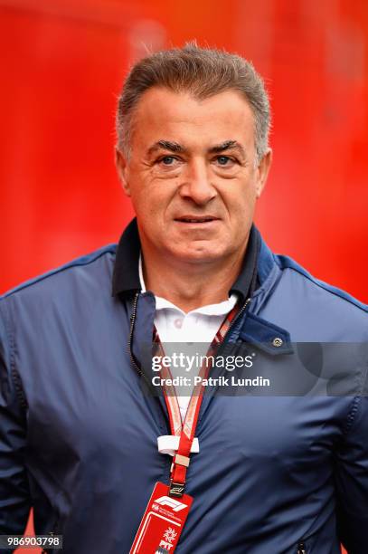 Former F1 driver Jean Alesi walks in the Paddock before practice for the Formula One Grand Prix of Austria at Red Bull Ring on June 29, 2018 in...
