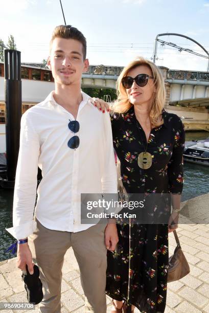 Valerie Trierweiler and her son Leonard Trierweiler attend "Petanque et Gastronomie" At Paris Yatch Marina Port de Grenelle on June 28, 2018 in...