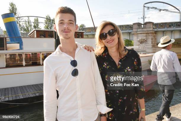 Valerie Trierweiler and her son Leonard Trierweiler attend "Petanque et Gastronomie" At Paris Yatch Marina Port de Grenelle on June 28, 2018 in...