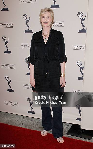 Jane Lynch arrives to the Academy Of Television Arts & Sciences' an evening with "GLEE" held at Leonard H. Goldenson Theatre on April 26, 2010 in...