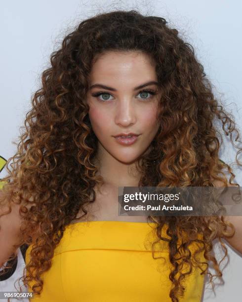 Gymnast Sofie Dossi attends the Gen-Z Studio Brat's premiere of "Chicken Girls" at The Ahrya Fine Arts Theater on June 28, 2018 in Beverly Hills,...