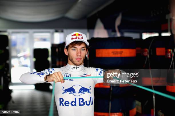 Pierre Gasly of France and Scuderia Toro Rosso prepares to drive during practice for the Formula One Grand Prix of Austria at Red Bull Ring on June...