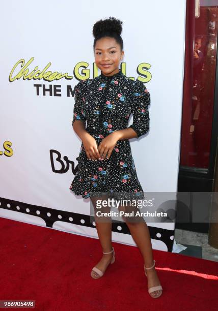 Actress Laya DeLeon Hayes attends the Gen-Z Studio Brat's premiere of "Chicken Girls" at The Ahrya Fine Arts Theater on June 28, 2018 in Beverly...
