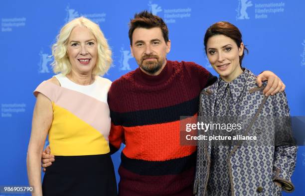 Febuary 2018, Germany, Berlin, photo session, "Sunday's Illness" , : the actress, Susi Sanchez , the director and screenwriter, Ramón Salazar, and...