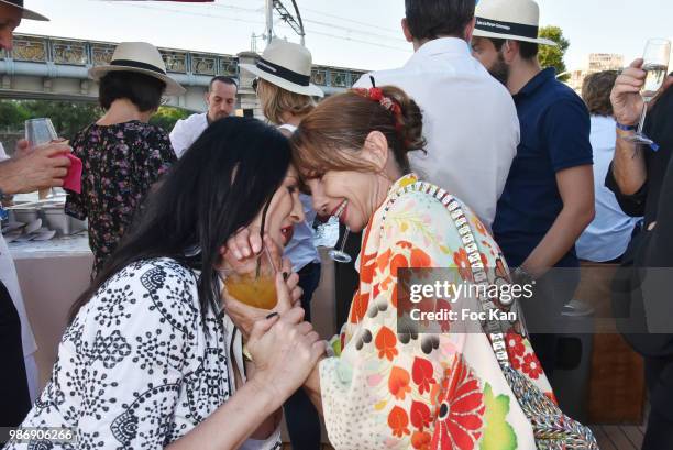 Sylvie Ortega Munos and Victoria Abril attend "Petanque et Gastronomie" At Paris Yatch Marina Port de Grenelle on June 28, 2018 in Paris, France.