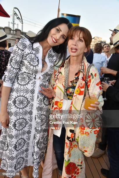 Sylvie Ortega Munos and Victoria Abril attend "Petanque et Gastronomie" At Paris Yatch Marina Port de Grenelle on June 28, 2018 in Paris, France.
