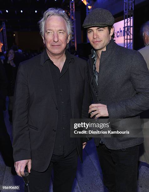 Alan Rickman and Chris Pine attend the "Mother and Child" premiere at the High Line on April 26, 2010 in New York City.