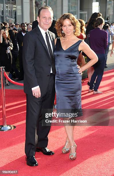Actor Clark Gregg and Actress Jennifer Grey arrives at the world premiere of Paramount Pictures & Marvel Entertainment's "Iron Man 2" held at the El...