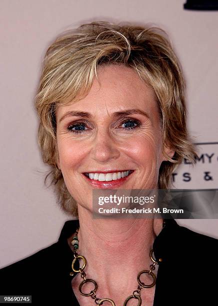 Actress Jane Lynch attends the Academy of Television Arts and Sciences' Evening with "Glee" at the Leonard H. Goldenson Theatre on April 26, 2010 in...