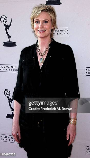 Actress Jane Lynch attends the Academy of Television Arts and Sciences' Evening with "Glee" at the Leonard H. Goldenson Theatre on April 26, 2010 in...