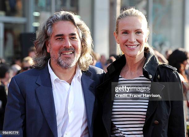 Writer Mitch Glazer and Actress Kelly Lynch arrive at the world premiere of Paramount Pictures & Marvel Entertainment's "Iron Man 2" held at the El...