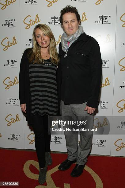 Director Darren Aronofsky and Lisa Fanning arrive at the Stoli Film Pioneer Award Presentation at Tribeca Grand Hotel on April 26, 2010 in New York...