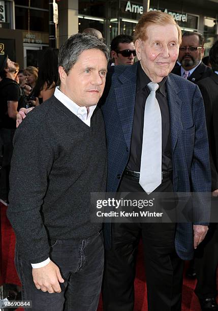 Of Paramount Pictures Brad Grey and Chairman of the Board and Viacom and CBS Corp Sumner Redstone arrive at the world premiere of Paramount Pictures...