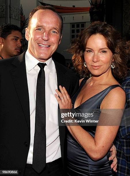 Actor Clark Gregg and actress Jennifer Grey arrive at the world premiere of Paramount Pictures and Marvel Entertainment's "Iron Man 2� held at El...