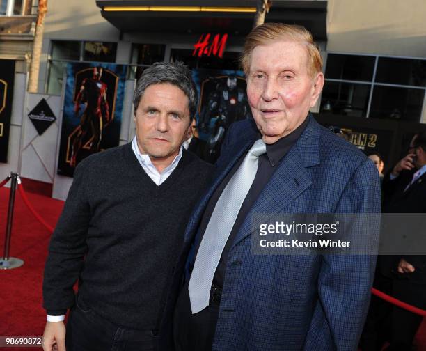 Of Paramount Pictures Brad Grey and Chairman of the Board and Viacom and CBS Corp Sumner Redstone arrive at the world premiere of Paramount Pictures...
