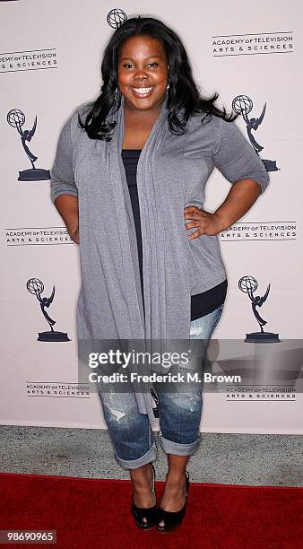 Actress Amber Riley attends the Academy of Television Arts and Sciences' Evening with "Glee" at the Leonard H. Goldenson Theatre on April 26, 2010 in...