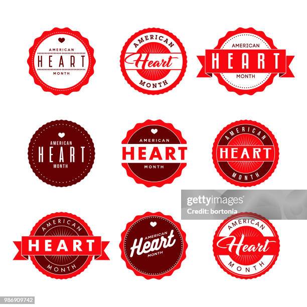stockillustraties, clipart, cartoons en iconen met american heart maand icon set - american heart month