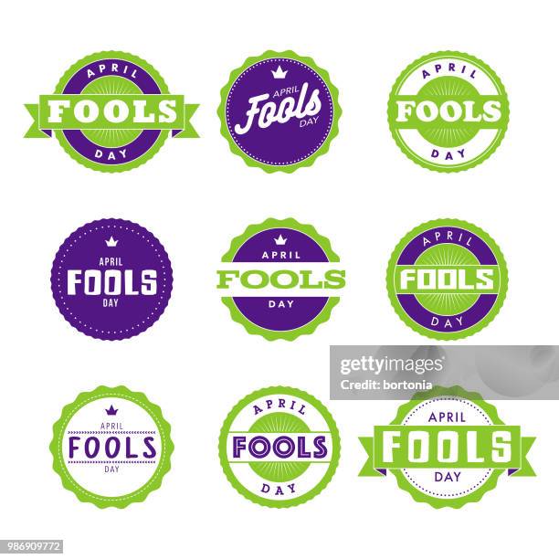 stockillustraties, clipart, cartoons en iconen met april fools day pictogram instellen - april fools day