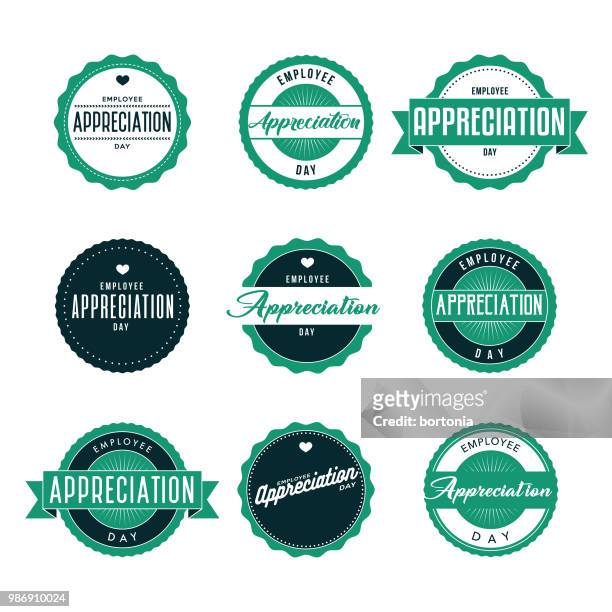 employee appreciation day icon set - business milestones stock illustrations