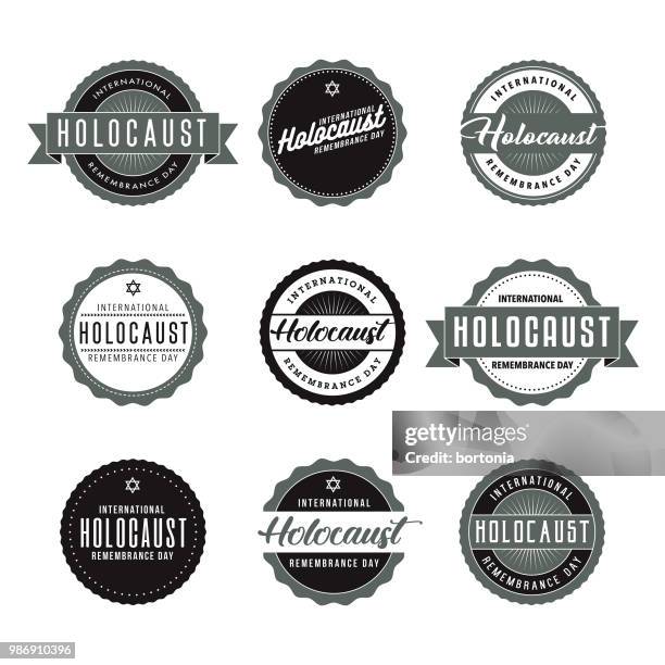 ilustraciones, imágenes clip art, dibujos animados e iconos de stock de internacional holocaust remembrance day icon set - nazismo