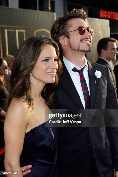 Executive Producer Susan Downey and actor Robert Downey Jr. Arrive at the "Iron Man 2" World Premiere at El Capitan Theatre on April 26, 2010 in...