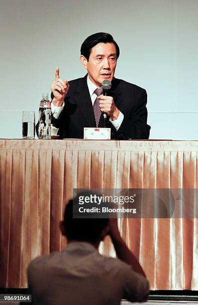 Ma Ying-jeou, Taiwan's president, speaks during a news conference in Taipei, Taiwan, on Tuesday, April 27, 2010. Taiwan will set up a task force to...