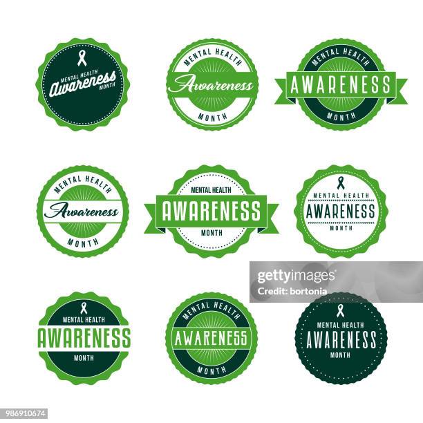 psychische gesundheit bewusstsein monat icon set - selbstmord stock-grafiken, -clipart, -cartoons und -symbole