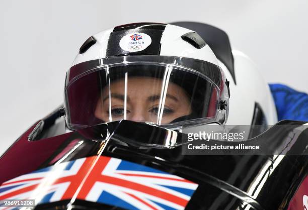 February 2018, South Korea, Pyeongchang, Winter Olympics, Bobsleigh, two-seater sled, womens, 2nd round, Alpensia Sliding Centre: Pilot Mica McNeill...