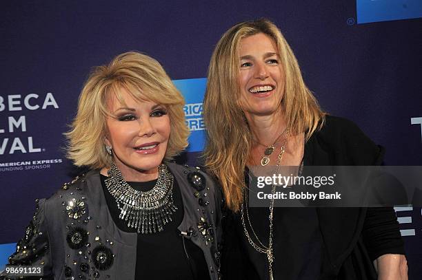 Joan Rivers and director Ricki Stern attend the "Joan Rivers A Piece of Work" premiere during the 9th Annual Tribeca Film Festival at the SVA Theater...