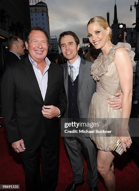 Actors Garry Shandling, Sam Rockwell and Leslie Bibb arrive at the world wide premiere of "Iron Man 2" Premiere held at the El Capitan Theatre on...