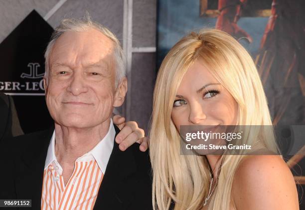 Playboy's Hugh Hefner and Crystal Harris arrive at the "Iron Man 2" World Premiere held at the El Capitan Theatre on April 26, 2010 in Hollywood,...