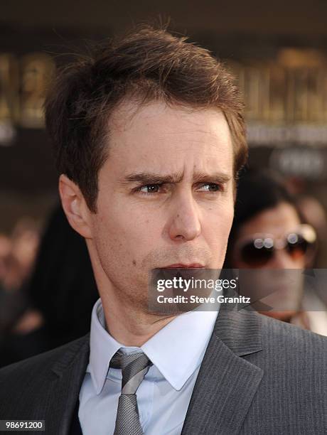 Actor Sam Rockwell arrives at the "Iron Man 2" World Premiere held at the El Capitan Theatre on April 26, 2010 in Hollywood, California.