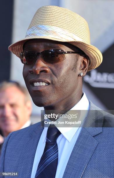 Actor Don Cheadle arrives at the Los Angeles Premiere "Iron Man 2" at the El Capitan Theatre on April 26, 2010 in Hollywood, California.