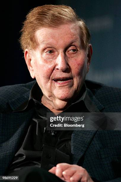 Sumner Redstone, chairman and founder of Viacom Inc., speaks at the Milken Institute Global Conference in Los Angeles, California, U.S., on Monday,...