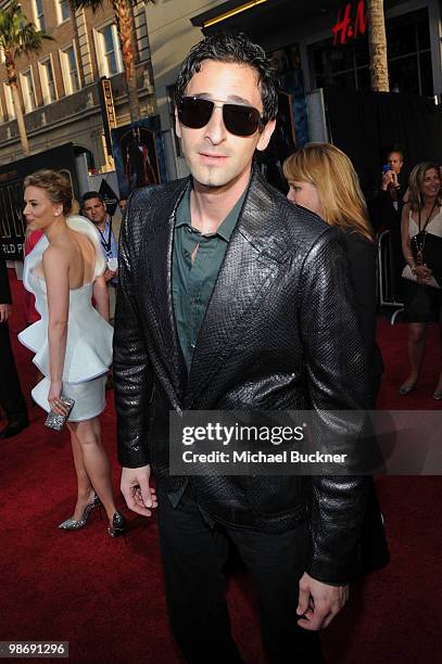 Actor Adrien Brody arrives at the world wide premiere of "Iron Man 2" Premiere held at the El Capitan Theatre on April 26, 2010 in Hollywood,...