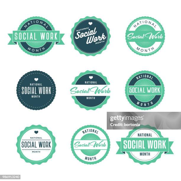 national social work month icon set - month stock illustrations