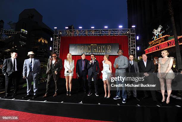 Actors Clark Gregg, Don Cheadle, Mickey Rourke, actress Gwenyth Paltrow, Director/Executive Producer Jon Favreau, actor Robert Downey Jr., actress...