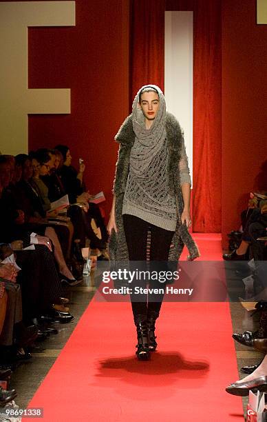 Model walks the runway at The Fashion Institute of Technology's annual year-end fashion show and awards presentation at The Fashion Institute of...