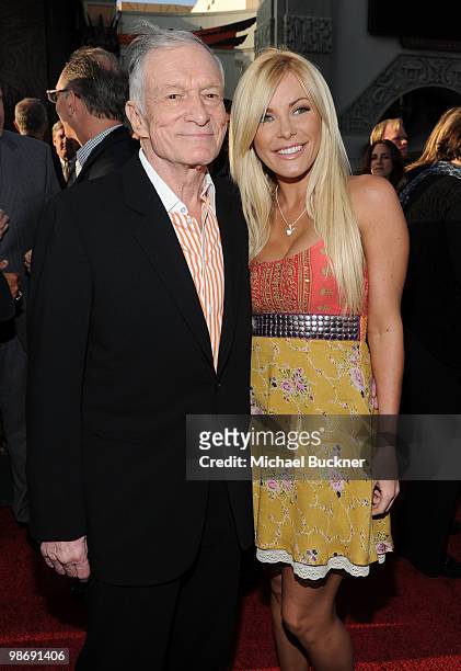 Playboy owner Hugh Hefner and Crystal Harris arrive at the world wide premiere of "Iron Man 2" Premiere held at the El Capitan Theatre on April 26,...