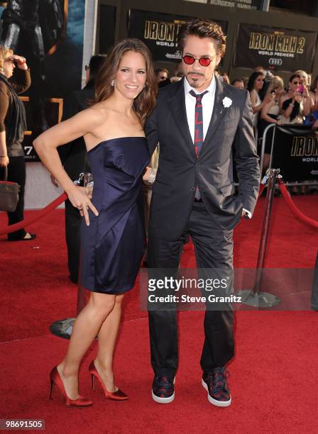 Actor Robert Downey Jr. And Executive Producer Susan Downey arrive at the "Iron Man 2" World Premiere held at the El Capitan Theatre on April 26,...