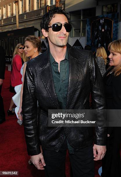 Actor Adrien Brody arrives at the world wide premiere of "Iron Man 2" Premiere held at the El Capitan Theatre on April 26, 2010 in Hollywood,...