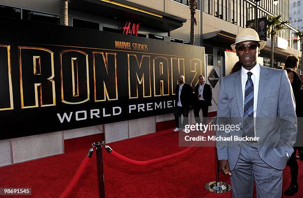 Actor Don Cheadle arrives at the world wide premiere of "Iron Man 2" Premiere held at the El Capitan Theatre on April 26, 2010 in Hollywood,...