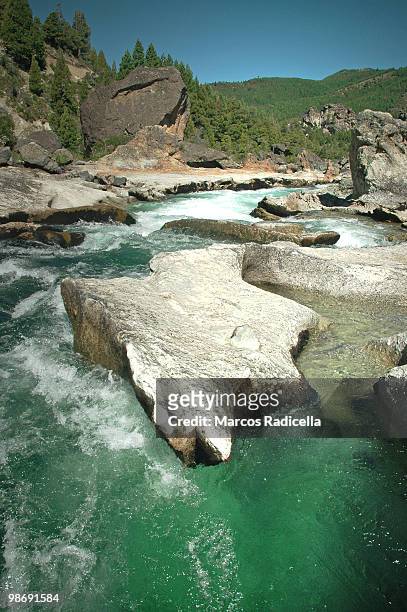 patagonia caleufu river - radicella photos et images de collection
