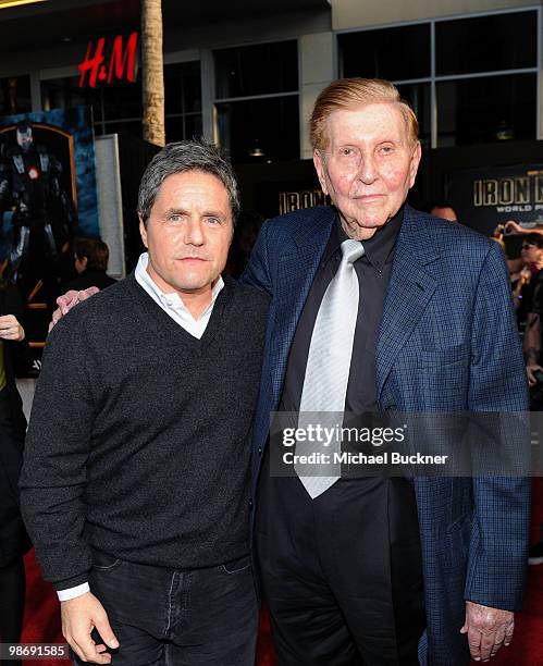 Of Paramount Pictures Brad Grey and Chairman of the Board and Viacom and CBS Corp Sumner Redstone arrive at the world wide premiere of "Iron Man 2"...