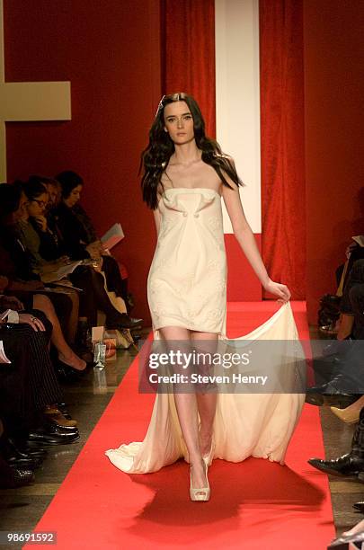 Model walks the runway at The Fashion Institute of Technology's annual year-end fashion show and awards presentation at The Fashion Institute of...