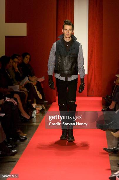 Model walks the runway at The Fashion Institute of Technology's annual year-end fashion show and awards presentation at The Fashion Institute of...