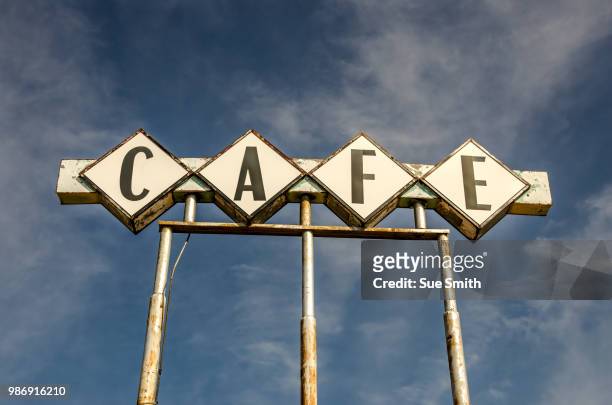 cafe sign - diner at the highway stock pictures, royalty-free photos & images