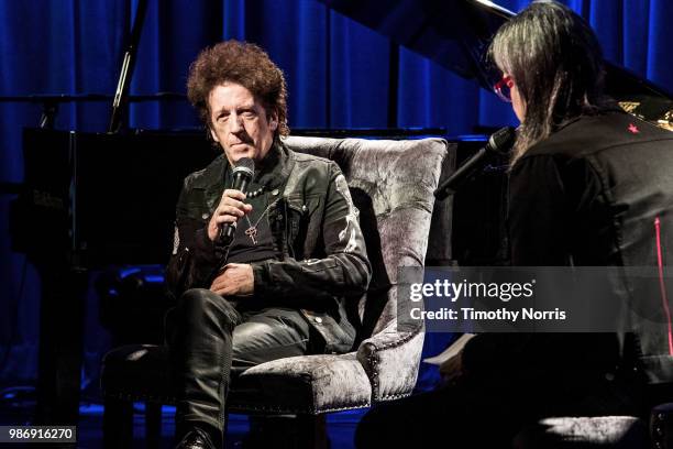 Willie Nile and Scott Goldman speak during An Evening with Willie Nile at The GRAMMY Museum on June 28, 2018 in Los Angeles, California.